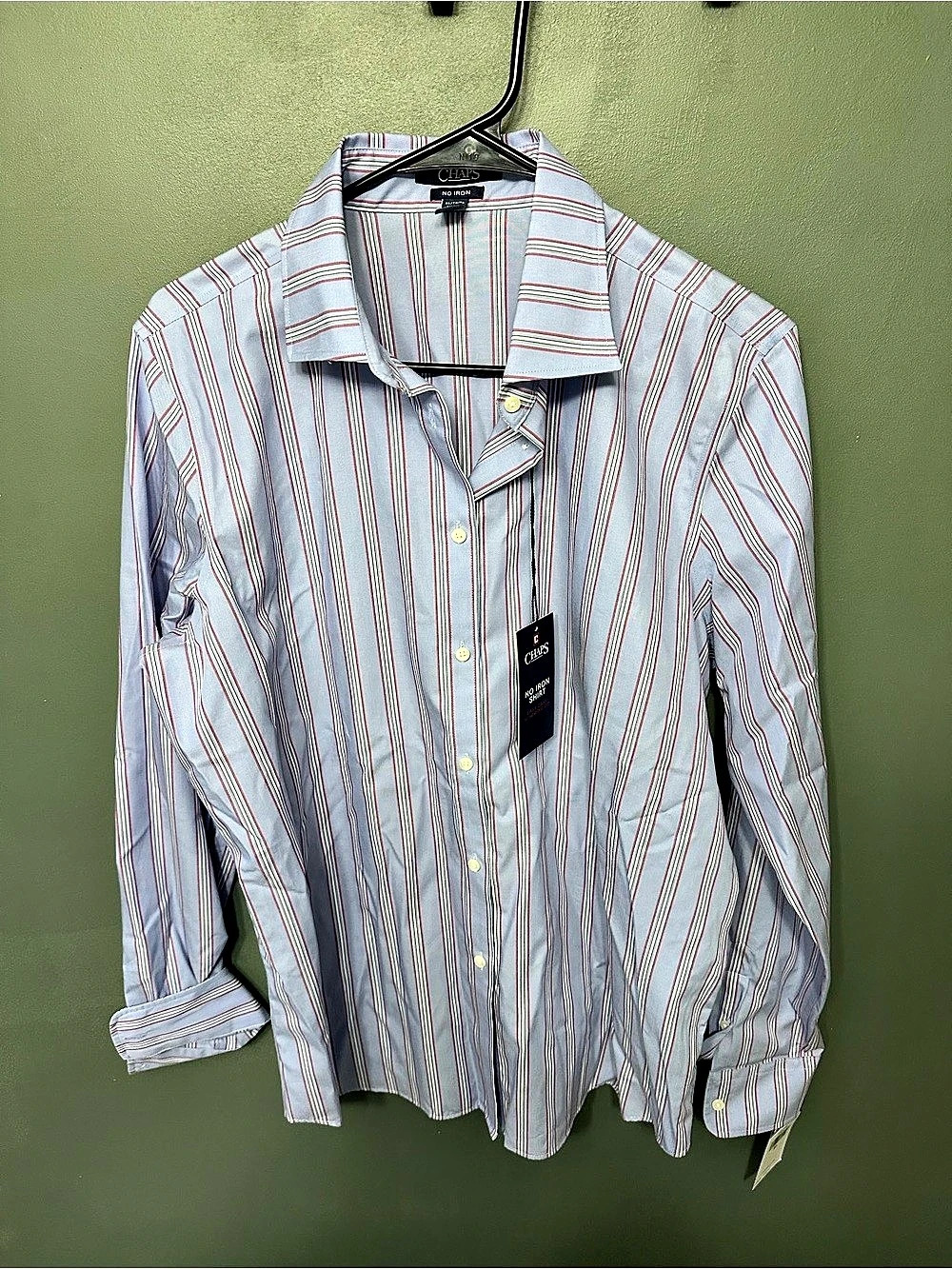 Chaps Icon Blue Multi Striped Cotton Button Down Shirt XL NWT